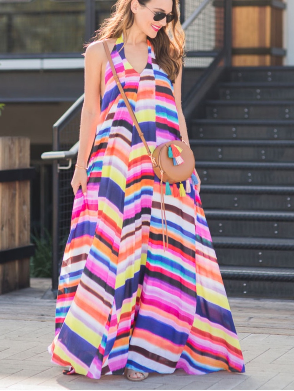 Colorful Striped Maxi Dress by Mara Hoffman 🌈 Bold Designer Resort Style Size xs